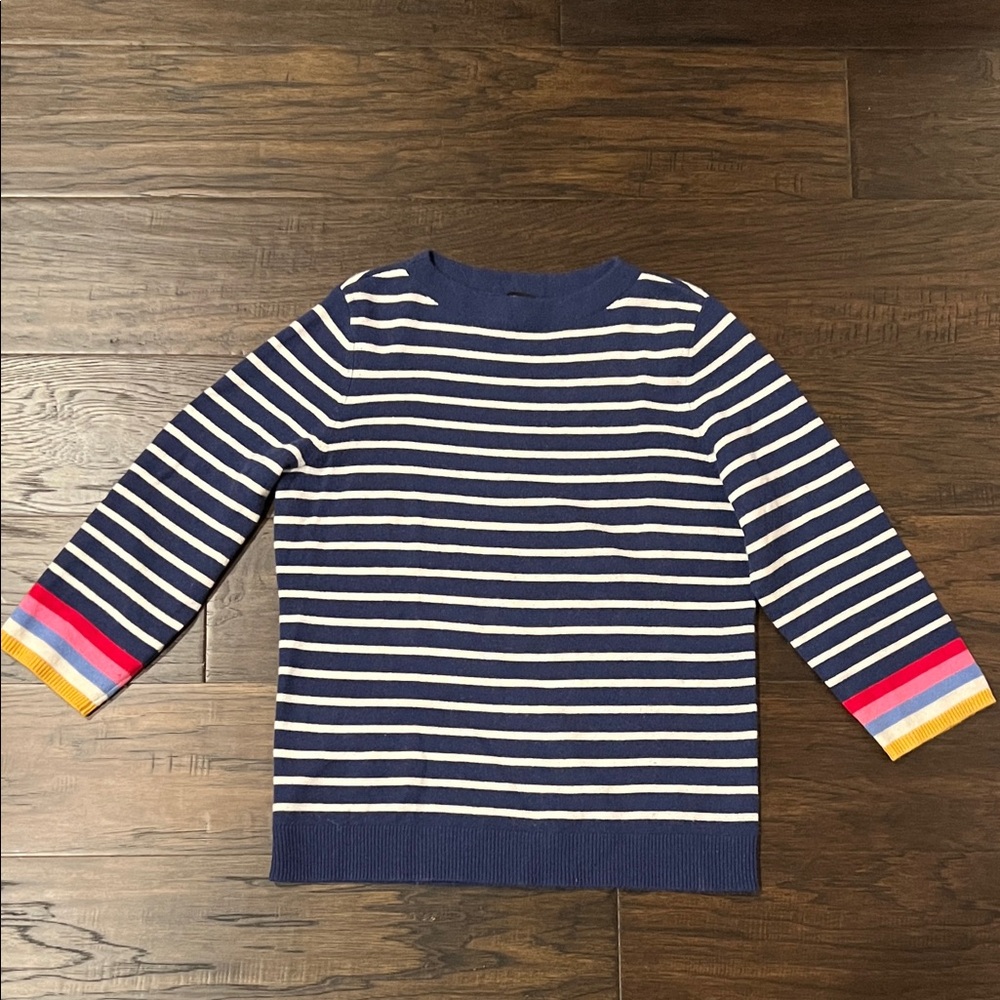 Talbots Navy and White Striped Sweater